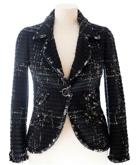 black wool chanel blazer|chanel cotton tweed jacket.